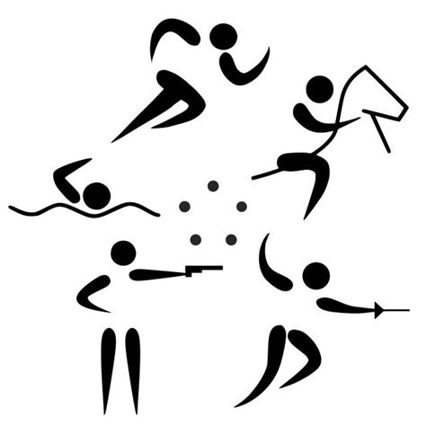 Pentatlo Moderno Pentathlon Stick Figures Icon Design