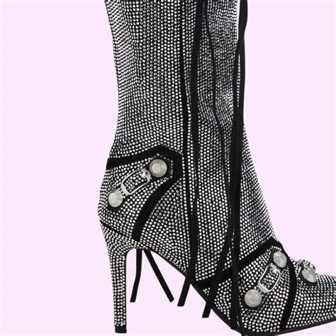 Rhinestone Stiletto Boots In Black Beach Babe Bikini