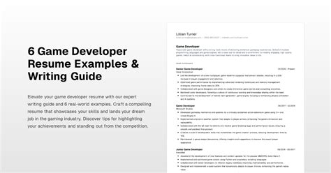 6 Game Developer Resume Examples And Writing Guide