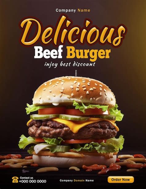 Premium Psd Delicious Burger Poster Template Fast Food Social Media