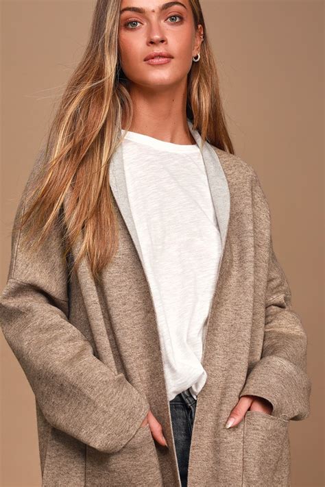 Taupe Coatigan Knit Duster Trendy Long Cardigan Lulus