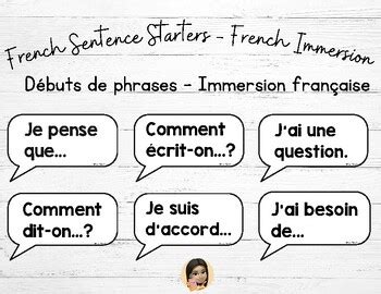 French Sentence Starters By Jasmine Saim TPT