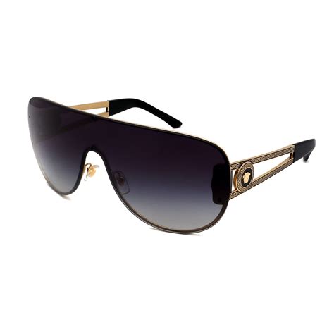 Versace Mens Ve2166 12528g Shield Medusa Logo Sunglasses Gold