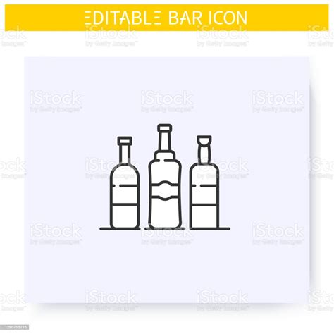 Alcohol Bottles Line Icon Editable Illustration Stock Illustration Download Image Now Bottle