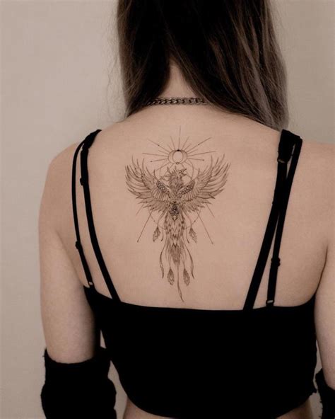 Tatuajes De Ave F Nix Blanco Y Negro Para Mujer Minimalista