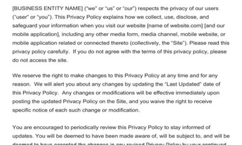 Fascinating Ecommerce Privacy Policy Template Sparklingstemware