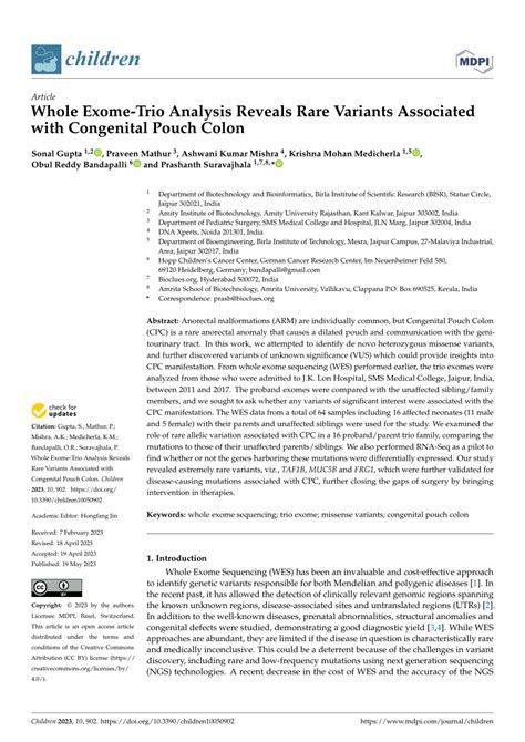 PDF Whole Exome Trio Analysis Reveals Rare Variants Associated With