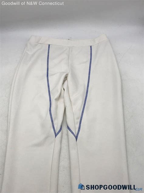 Nwt Icb New York Womens White Blue Stretch Flat Front Side Zip Track