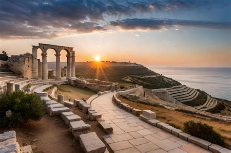 Una Vista Del Atardecer De Las Ruinas Del Antiguo Teatro Romano Foto