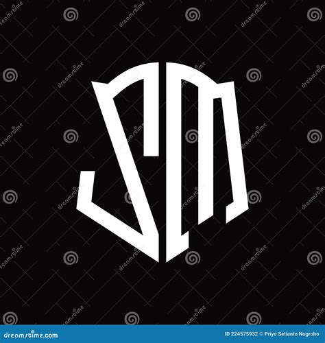 Zm Logo Monogram With Shield Shape Ribbon Design Template Stock Vector