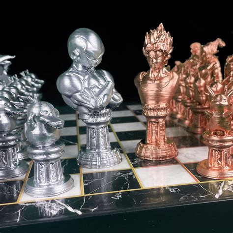 Super Anime Characters Chess Set With Chessboard Silver Bronze Anime