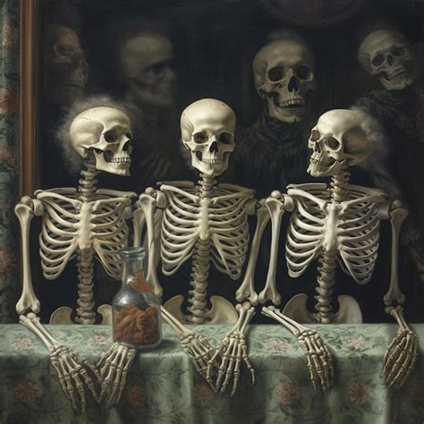 Premium Ai Image A Painting Of Skeletons With A Bottle Of Alcohol In