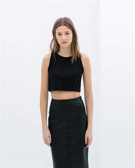 Zara Faux Leather Pencil Skirt With Pockets In Black Lyst