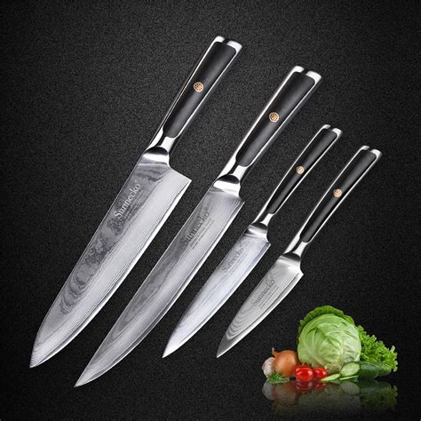 SUNNECKO 4PCS Damascus Kitchen Knives Set Chef Slicing Utility Paring