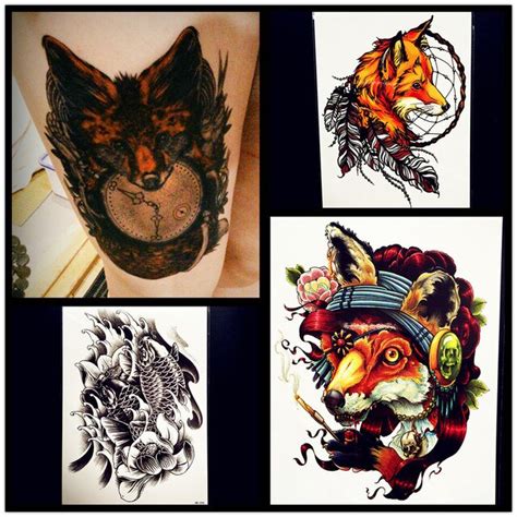 Temporary Tattoos Large Size Men Body Art Arm Tattoo Fox Sexy Women