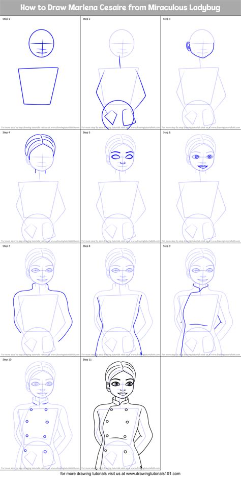 How To Draw Marlena Cesaire From Miraculous Ladybug Printable Step By Step Drawing Sheet