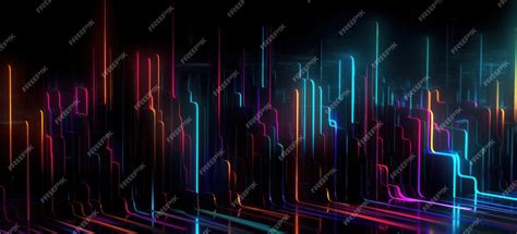 Premium AI Image | A black background with neon lights and a black ...