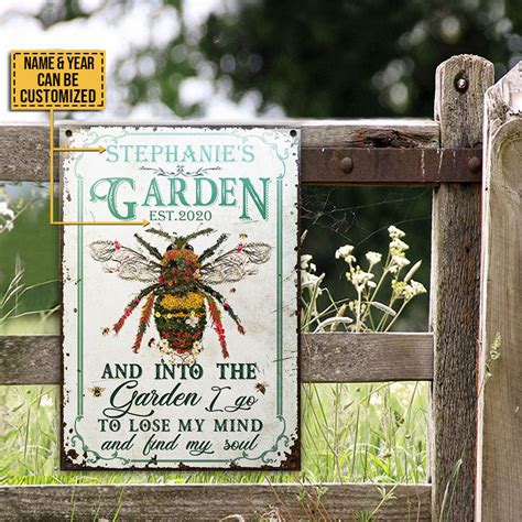 Personalized Bee Garden And Into Customized Classic Metal Signs ...