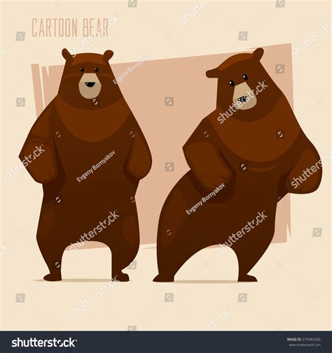 Set Brown Bears Cartoon Characters Icon Stock Vector 575982436