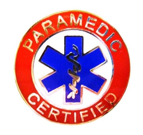 Paramedic Certified Collar Pin Device Silver Red Blue Star Of Life