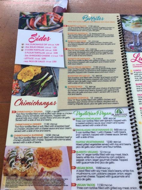 Menu At Plaza Azteca Mexican Restaurant Providence Virginia Beach