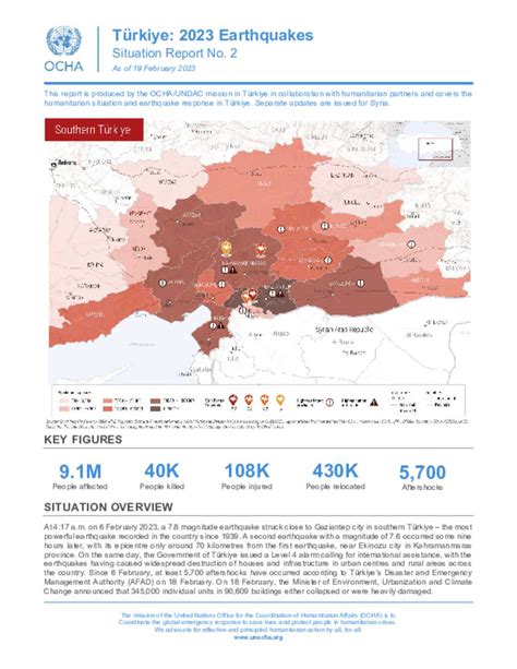 Document T Rkiye Ocha Earthquakes Situation Report No As