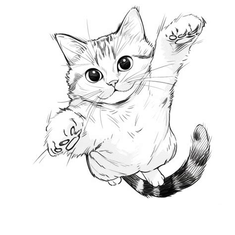 Dibujo De Un Gato Con Una Pata En El Aire Generativo Ai Foto Premium