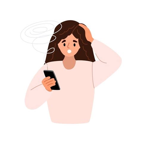 Premium Vector Sad Anxious Girl With Mobile Phones Reading Bad News