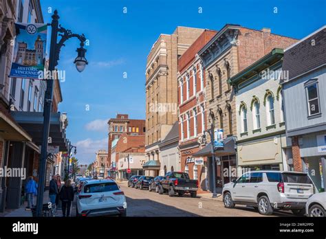 Vincennes In Usa March 4 2024 Main Street Of The Small Town Of