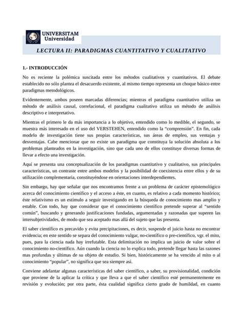 Lectura Paradigmas Cuantitativo Y Cualitativo Pdf