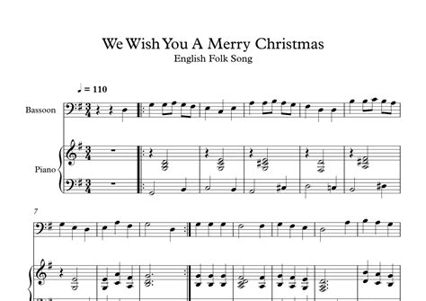 We Wish You A Merry Christmas English Folk Song Bassoon Piano