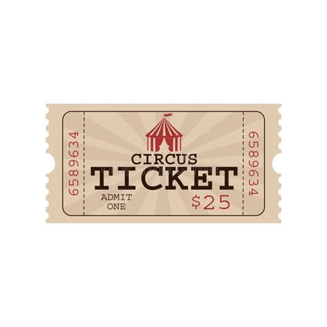 Retro Circus Ticket Template Admit One Vector Illustration Stock