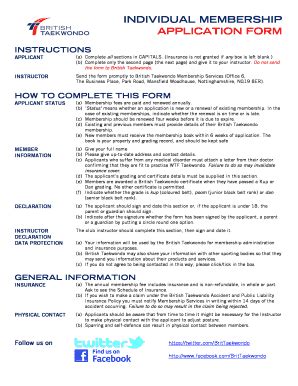 Fillable Online INDIVIDUAL MEMBERSHIP APPLICATION FORM INSTRUCTIONS