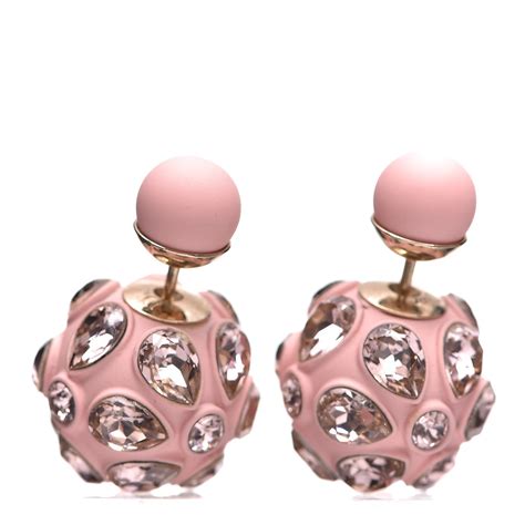 Christian Dior Crystal Mise En Dior Tribal Earrings Matte Pink