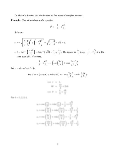 SOLUTION De Moivre S Theorem Studypool