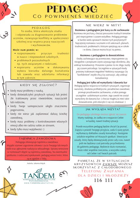 Pedagog Szkolny Tandem Warsztaty Profilaktyczne Psychoedukacja