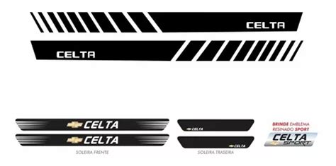 Kit Adesivo Chevrolet Celta Faixa Lateral Soleira Kit