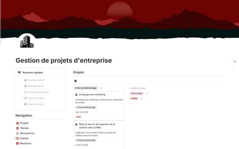 Gestion de projets d entreprise Modèle créé par Eon Marketplace Notion