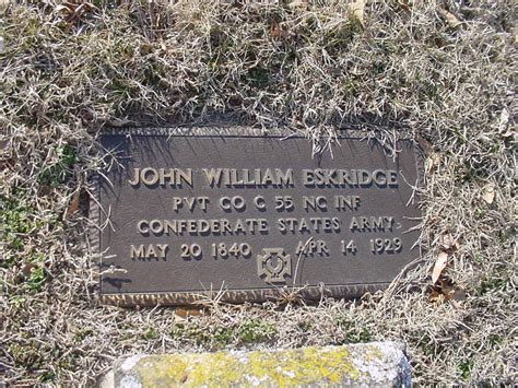 PVT John William Eskridge 1840 1929 Memorial Find A Grave