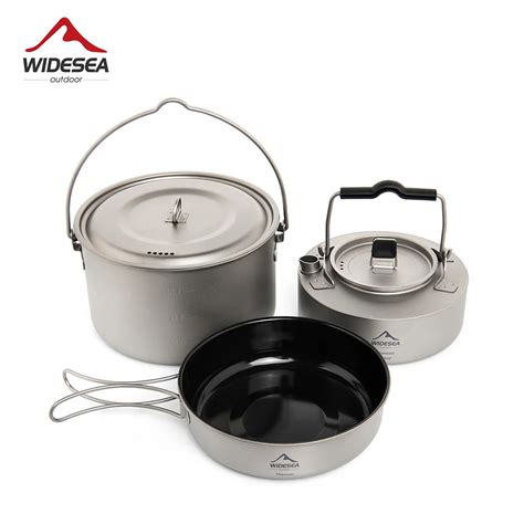 Widesea Camping Titanium Cookware Set Ultra Light Portable Teapot