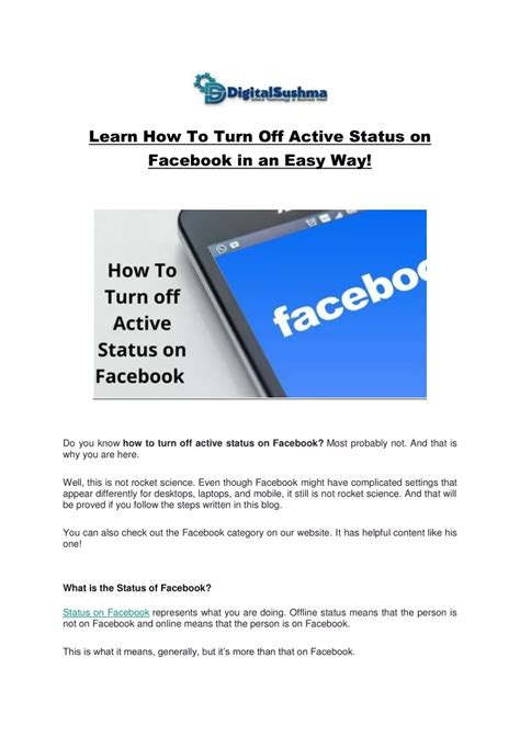 PPT Learn How To Turn Off Active Status On Facebook In An Easy Way