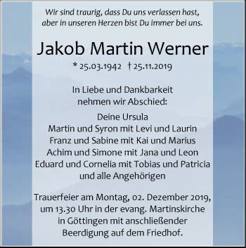 Traueranzeigen Von Jakob Martin Werner S Dwest Presse Trauer