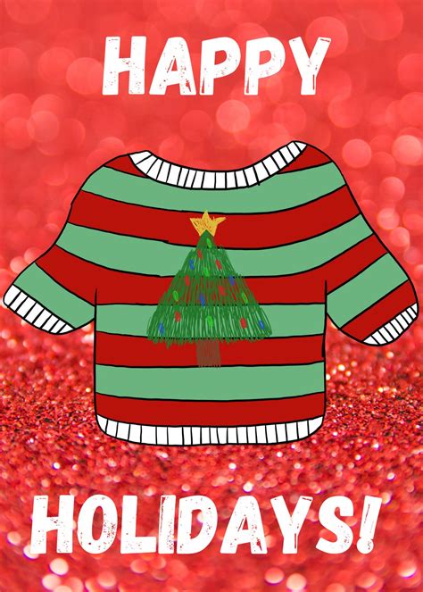 Printable Digital Download Ugly Christmas Sweater Greeting Card Etsy