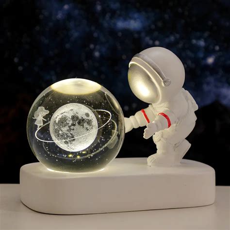 Astronauta Estilo Cristal Bola Noite Luz L Mpada Gal Xia Brilhante Luz