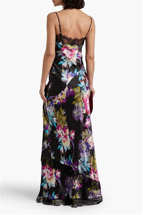 Nicholas Sage Hammered Floral Print Silk Satin Dress The Outnet