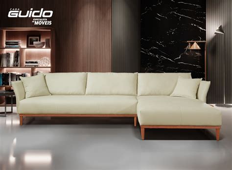 SOFA 5L HALL CHAISE 3 14M TECIDO K135 NUDE Casa Guido Especialista em Móveis