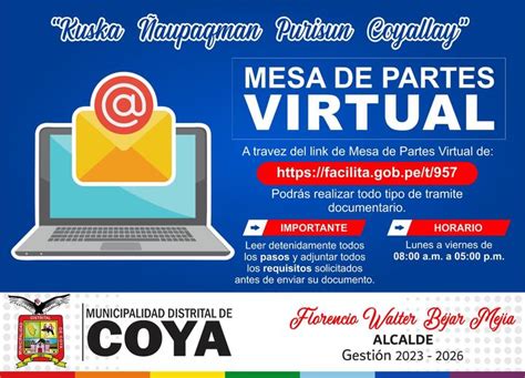 Mesa De Partes Virtual Noticias Municipalidad Distrital De Coya