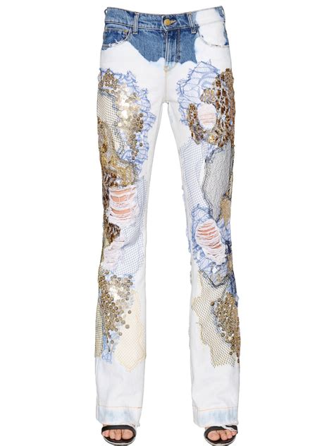 Lyst Amen Embellished Bleached Cotton Denim Jeans