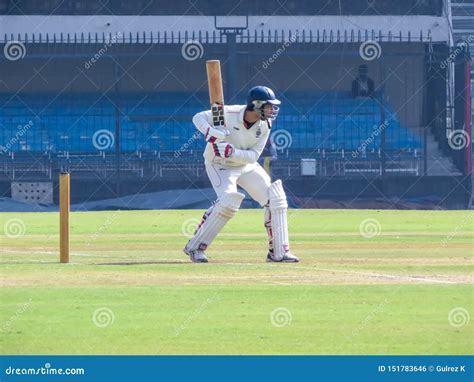 Cricket Batsman Playing Shot Close Up Photo Editorial Photo Image