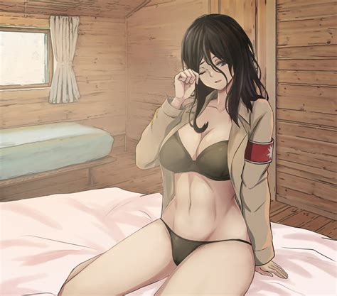 Rule 34 1girls Armband Attack On Titan Before Sex Belly Belly Button Big Breasts Black Bra